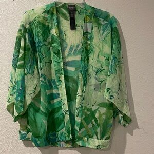 Chico's Vibrant Green Floral Kimono